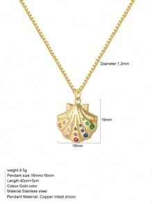 1pc Heart-Shaped Demon Eye, Star & Sun, Turtle, Bee, Conch Shaped Golden Pendant Necklace, Ocean Theme Stainless Steel Women's Jewelry - Yellow Gold - View 24