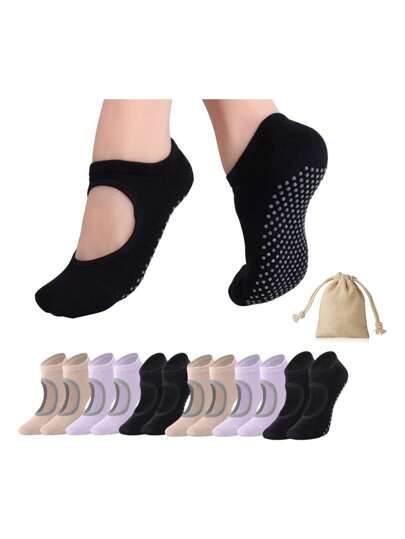 6 Calcetines Yoga Antiderrapantes Pilates Danza Mujer Yoga para Mujeres y Hombres Calcetas Pilates Antiderrapantes Zapatos de Yoga para Ejercicios Calcetines para Trampolín con Adulto Yoga Socks para Ballet Descalzo y Hospital