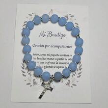 Recuerdo de bautizo Paquete de Pulseras de Cuentas 10 piezas - Azul - Ver 4