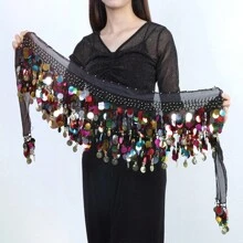 1 chiếc dây đeo eo bằng đồng lấp lánh Nishang dành cho múa bụng, dây đeo tập luyện và biểu diễn. - Nhiều màu - Xem 6