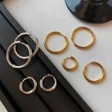 Women Hoop Earrings - 銀色 - 查看 4