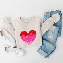 Heart Ombre | Bella Canvas Sweatshirt - Khaki - View 1