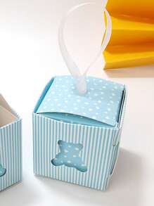 10pcs Blue Teddy Bear Pattern Candy Boxes, Birthday Party Favors Packaging,Christmas Valentine Day - Baby Blue - View 4