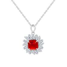 Conjunto de 3 joyas falsas de piedras preciosas rojas (aretes, anillo, collar). Bañado en cobre puro y chapado en oro blanco. Adecuado como regalo de cumpleaños, para uso diario o como joyería de fiesta.