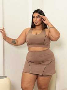 Plus Size Co-Ords - 鏽棕色 - 查看 2