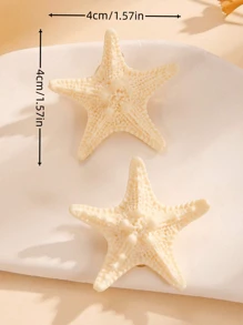 6pcs Realistic Ocean Starfish Hair Clips, Perfect For Vacation Claw Clips Hair Claws Hair Barrettes, School Stuff, Hair Accessories, Head Accessories, Hair Accessories For Women - Beige - View 3