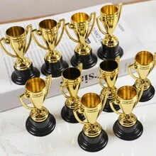 5入組塑料金色迷你獎杯獎品，適用於生日派對禮物、獎勵和彩鑼糖填充物 - 金色 - 查看 3