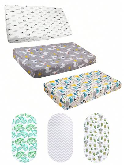 ALVABABY 1pc Cartoon Printed Baby Changing Table Cover, Portable Small Bed Cover, Soft And Breathable, Removable, Washable, Suitable For All Seasons