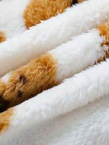 2pcs/Set Young Girl Girls Cute Cartoon Bear Printed Fleece Top And Shorts Set, Party Gift - White - View 5