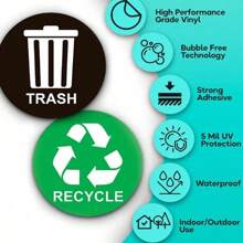 4pcs Recycling Sorting Sticker Set Self-Adhesive Recycle And Trash Bin Labels, Circular Stickers For Recycling Bins And Garbage Containers, Waterproof Stickers For Kitchen Recycling - Multicolor - View 9