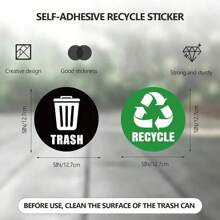 4pcs Recycling Sorting Sticker Set Self-Adhesive Recycle And Trash Bin Labels, Circular Stickers For Recycling Bins And Garbage Containers, Waterproof Stickers For Kitchen Recycling - Multicolor - View 3