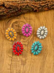 1 chiếc nhẫn đơn cho nữ, phong cách Bohemian Retro, làm bằng đá ngọc lam hình bầu dục, trang sức Bohemian phương Tây, thích hợp để đeo hàng ngày hoặc làm quà tặng cho bạn bè - R-11 - Xem 2
