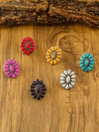 1 st. ring för kvinnor, bohemisk retrostil, tillverkad av oval turkos, västerländska bohemiska smycken, lämplig för vardagsbruk eller som present till vänner