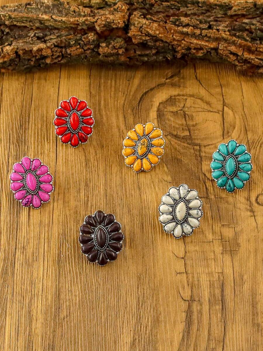 1 chiếc nhẫn đơn cho nữ, phong cách Bohemian Retro, làm bằng đá ngọc lam hình bầu dục, trang sức Bohemian phương Tây, thích hợp để đeo hàng ngày hoặc làm quà tặng cho bạn bè - R-11 - Xem 1