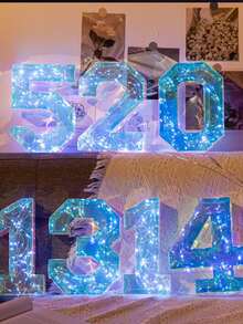 1入組/1-9塑料數字發光LED氛圍燈，USB/電池驅動（不含電池），適用於室內裝飾，適用於生日派對、情人節、週年紀念、婚禮、求婚和其他浪漫氛圍場景裝飾 - 彩色 - 查看 3