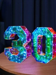 1入組/1-9塑料數字發光LED氛圍燈，USB/電池驅動（不含電池），適用於室內裝飾，適用於生日派對、情人節、週年紀念、婚禮、求婚和其他浪漫氛圍場景裝飾 - 彩色 - 查看 8