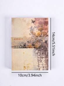 100入組浪漫花卉星球海灘風景主題啞面紙，120gsm | 复古星球設計紙可書寫剪貼背紙，尺寸5.51*3.94寸，適用於拼貼、手帳、創意項目