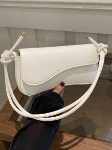 时尚纯色不对称翻盖可调节肩包，适合购物、收纳钱包，适合年轻女性、大学生、新婚夫妇、上班族女性等。也适合办公室、大学、工作、商务、通勤、户外、旅行和休闲活动。 - 白色 - 查看 2