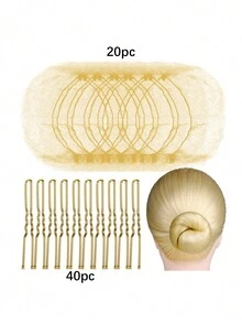 Set de 60 piezas de redecillas para el cabello de asistente de vuelo, cubierta invisible de redecilla para el bollo del cabello para peinados de baile profesionales de mujeres - Multicolor - Ver 11