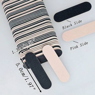 10/20/50/100/200片/包 一次性黑色/粉色迷你指甲锉 - 双面砂纸锉，适用于修甲和修脚