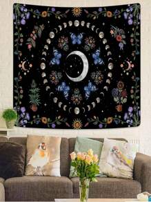 1 tấm thảm in hình mặt trăng bướm hoa, phong cách hiện đại bằng polyester treo tường hình vuông trang trí cho phòng khách phòng ngủ, cờ cho phòng, trang trí phòng, thảm, nghệ thuật treo tường, đồ dùng trong phòng, cờ cho phòng, trang trí nhà cửa, thảm treo tường - Nhiều màu - Xem 6