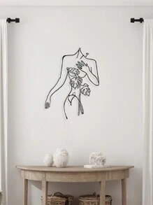 1PC Nghệ thuật treo tường trừu tượng đơn giản về cơ thể phụ nữ, nghệ thuật treo tường bằng kim loại, biển báo treo tường bằng kim loại hiện đại màu đen đẹp theo phong cách trang trại để treo bất kỳ phòng nào, trang trí tường, trang trí nhà cửa, trang trí phòng, trang trí tường - màu đen - Xem 7