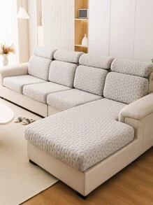 1pc Universal Modern Simple Style Sofa Cover For All Seasons, Anti-Slip Stretchable Elastic Sofa Slipcover - White - View 1