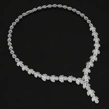 Luxury Bridal Jewelry Set Women Wedding Party Gift CZ Water Drop Necklace Earrings 4-Piece Jewelry Set