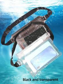 Black + Transparent Waterproof Waist Bag For Cellphone, Outdoor Waterproof Bag, 2pcs - Multicolor - View 3
