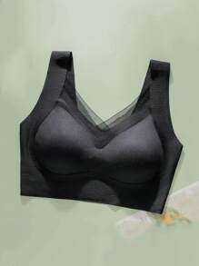 1 件女士无线轻垫无缝文胸，具有提升和塑形功能，露背可调节内衣，适合小胸围 - 黑色 - 查看 6