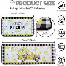 2PCS Anti Fatigue Kitchen Rug Set Of 2 Non Slip Cushioned Kitchen Mats For Floor Waterproof Comfort Kitchen Rugs And Mats Farmhouse Chef Mats Floor Carpet For Sink,Laundry Room,Machine Washable, Easy To Clean,Food,,Kitchen,Travel,Kitchen Items,Kitchen Tools,Kitchen Things. - Multicolor - View 3