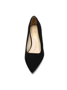 Women's Stiletto Low Heel Pointed Toe Court Pumps Minimalist Elegant Fashion Solid Color Shoes - Black - View 6
