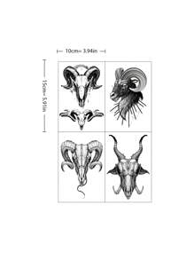 4 piezas Juego de tatuajes temporales con diseño grande de tótem para Body y brazo - Negro - Ver 7