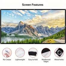 Pantalla de proyector portátil, cortina simple anti-luz, pantallas de proyección de 60/72/84/100/120/150 pulgadas para proyectores de hogar, exteriores y de oficina - múltiples tamaños - Ver 4