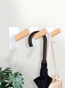 meike 2入組免釘木製掛鉤，北歐風格橡木材質粘貼式掛衣架，具有強力和無痕上升角度設計，可承重4KG/8磅，適用於臥室、廚房、客廳，貼在門上收納衣服、帽子、包袋不需釘子 - 2套 - 查看 12