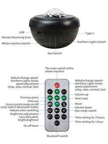 1 pieza Lámpara de proyección romántica de cielo estrellado con LED, USB, control remoto inalámbrico, música, efecto de estrellas giratorias, lámpara láser para crear una atmósfera de ensueño, techo del dormitorio y ayuda para dormir (conectada a la corriente eléctrica) - Lámpara de proyector - Ver 11