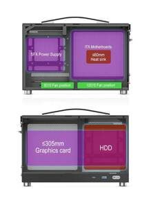 S300 - Mini-ITX PC Gaming Case - Front I/O USB 3.0 Type - C Port - SFX Power Supply 100-130mm - Cable Management System - Luminum Mini-ITX Motherboard Small Portable PC Case-Black - Black - View 5