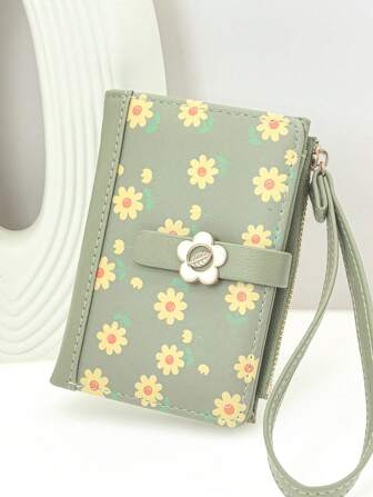 MINGYOU 女士短款 PU 钱包 迷你花卉图案手拿包 多色可选 可爱便捷 适合节庆礼品 女士手拿钱包 钱包 钱夹 小钱包