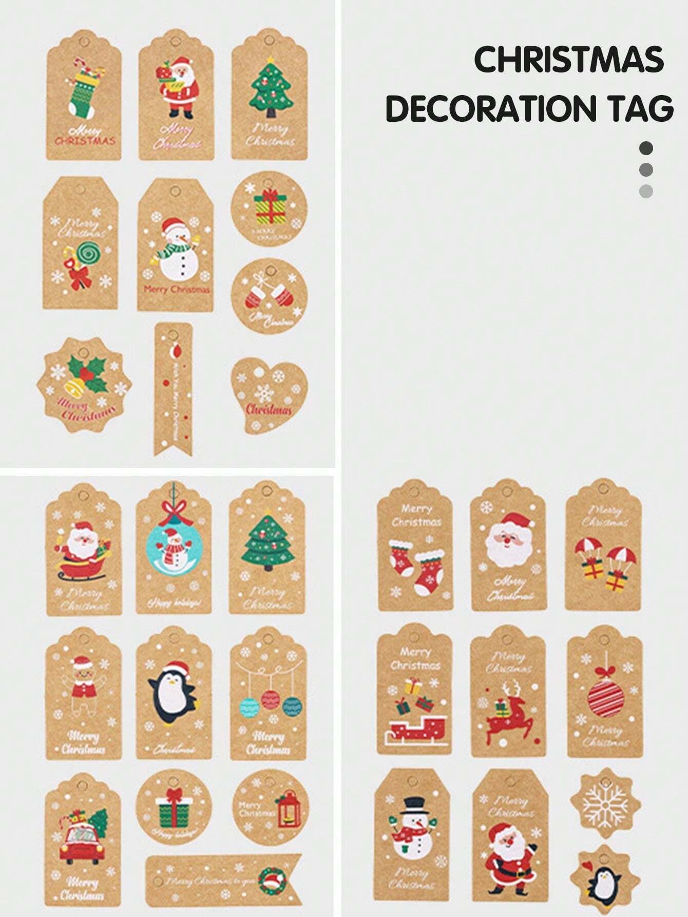 1bag/50pcs Mixed Hair Christmas Party Gift Tags, Santa Claus Gift