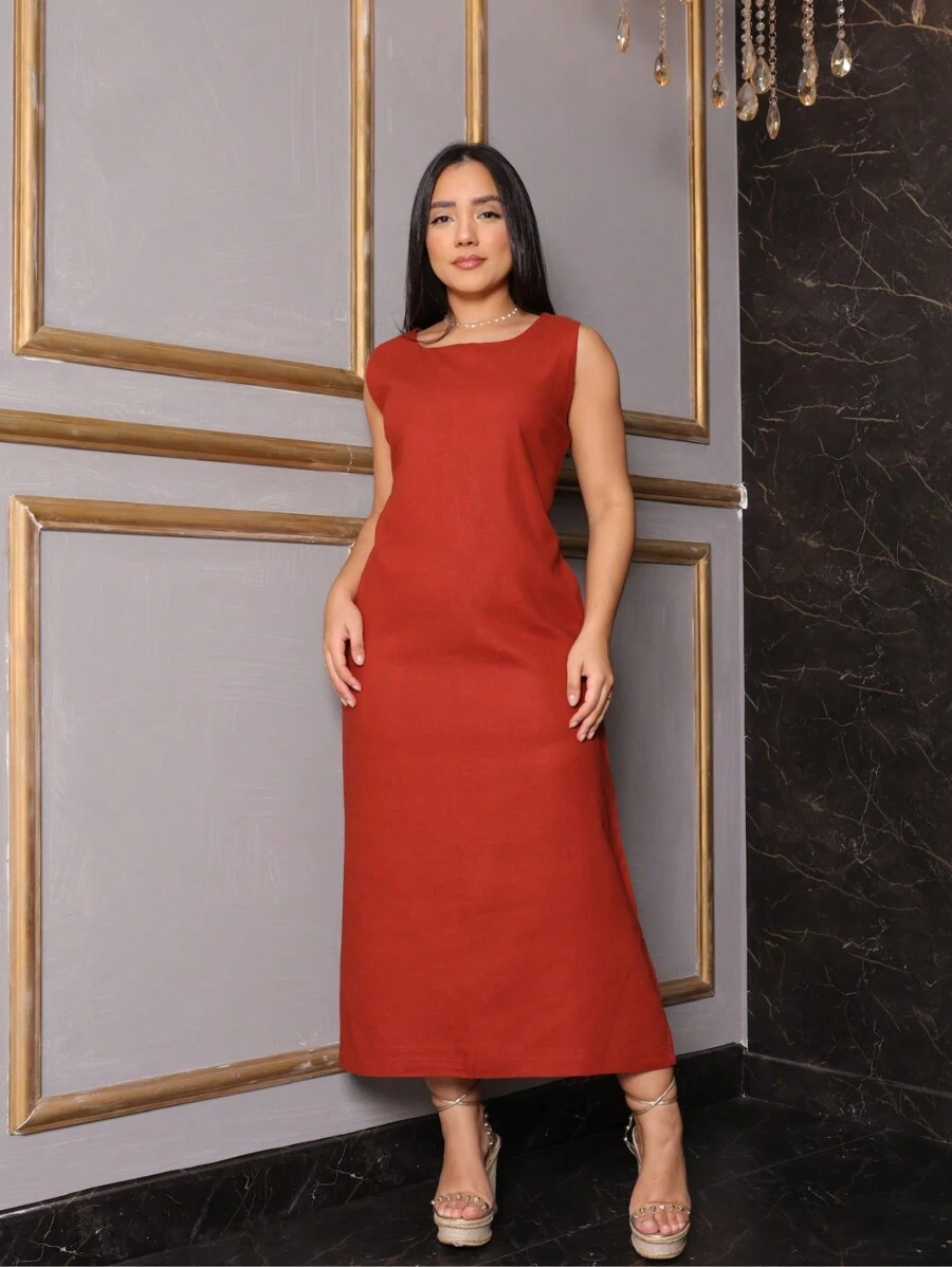 Women Dresses - 亮橙色 - 查看 1