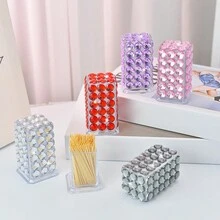 1 件钻石套装收纳盒，适用于棉签、牙签、牙线，适合卧室、客厅和桌面使用 - 彩色 - 查看 1