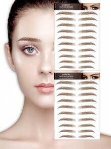 2 Pcs Natural-Looking Realistic BrownEyebrow Temporary TattooStickers - Easy ApplyDisposable - Brown - View 24