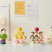 One Clear Ladder-Shaped Collectible Storage Box, Blind Box Organizer, Display Case, Desktop Display & Storage Box, Stackable - Apricot - View 6