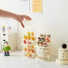 One Clear Ladder-Shaped Collectible Storage Box, Blind Box Organizer, Display Case, Desktop Display & Storage Box, Stackable - Apricot - View 4