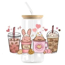 NJCHARMS 5 件裝粉紅色系列 Uv 水晶標籤適用於 16 盎司玻璃杯,3d 水晶標籤防水防刮 - 彩色 - 查看 15