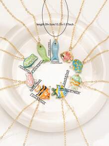 1 pièce Collier d'été délicat avec pendentif poisson mignon fait main pour femmes (la forme et la couleur peuvent varier)