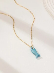 1 pièce Collier d'été délicat avec pendentif poisson mignon fait main pour femmes (la forme et la couleur peuvent varier)