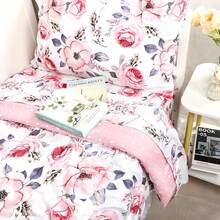 4 Pieces Toddler Bedding Set, Flower Toddler Bed Comforter Sets For Girls, Includes Quilted Comforter, Flat Sheet, Fitted Sheet And Pillowcase, Ultra Soft And Breathable - Pink - View 5