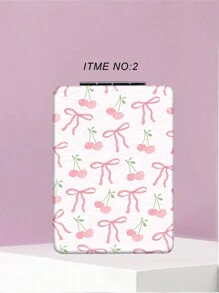 折叠式迷你化妆镜，蝴蝶结设计，轻巧超薄，方便携带，优质皮革涂层，亮银色纳米电镀镜框，细节精致，适合各种场合和所有人使用，可折叠方形设计，便于携带。 - 彩色 - 查看 8