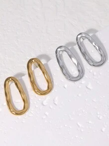 1 对/2 对女士 18K 小金环状耳环 | 镀金细管耳环 | 轻质、防过敏粗金开口环状耳环（金色、银色） - 小圈耳環 - 查看 9